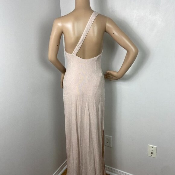 NWT Show Me Your Mumu One Shoulder Pink Cream Sparkle Maxi Dress Bridesmaid Gown - Picture 7 of 8